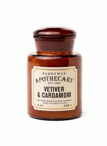 Аптекарска стъкленица - соева свещ Падивакс с аромат на ветивер и кардамон